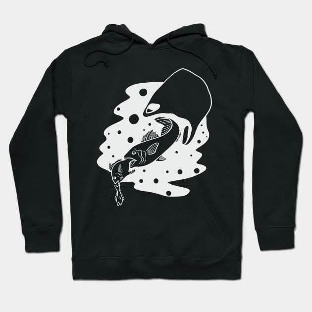 Polluted Ocean - Plastic Bag Eating Fish - Fight Plastic Pollution Climate Change Hoodie by isstgeschichte
